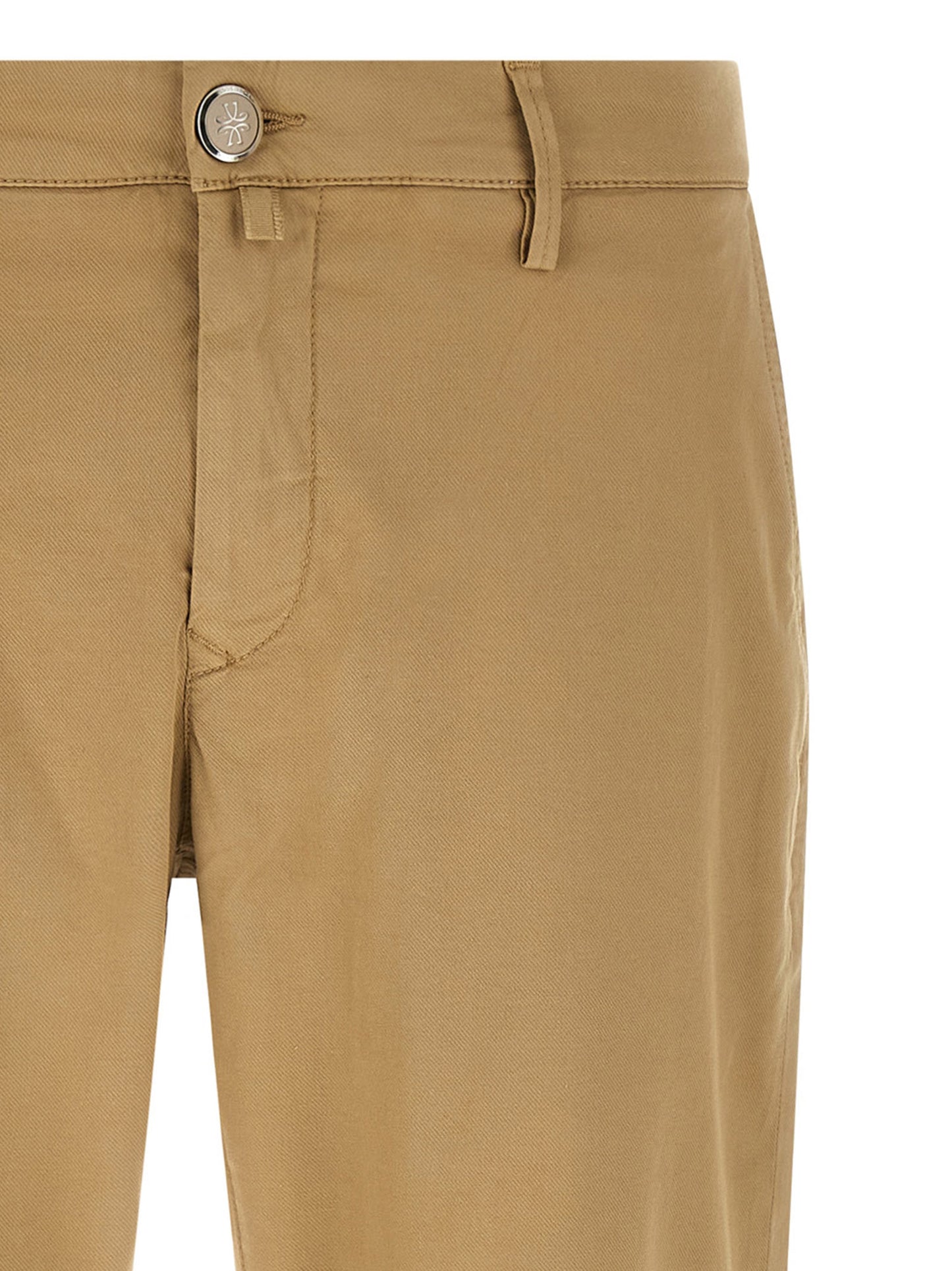 Chinos Pants by Jacob Cohen for men in stretch cotton & lyocell beige features an perennial straight-leg and long, expertly tailored with a perennial low rise for a refined silhouette.