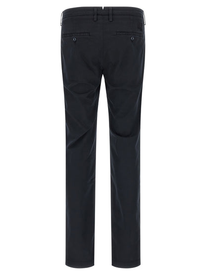 Chinos Pants by Jacob Cohen for men in stretch cotton & lyocell blue & signature, featuring a architectural straight-leg with a architectural long and low rise for a refined silhouette.