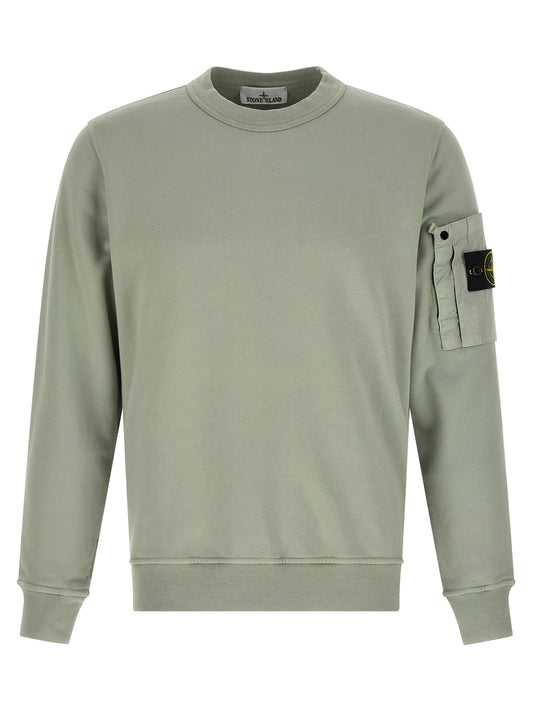 Stone Island Men's Crew Neck Cotton Sweatshirt - Bicolour Green