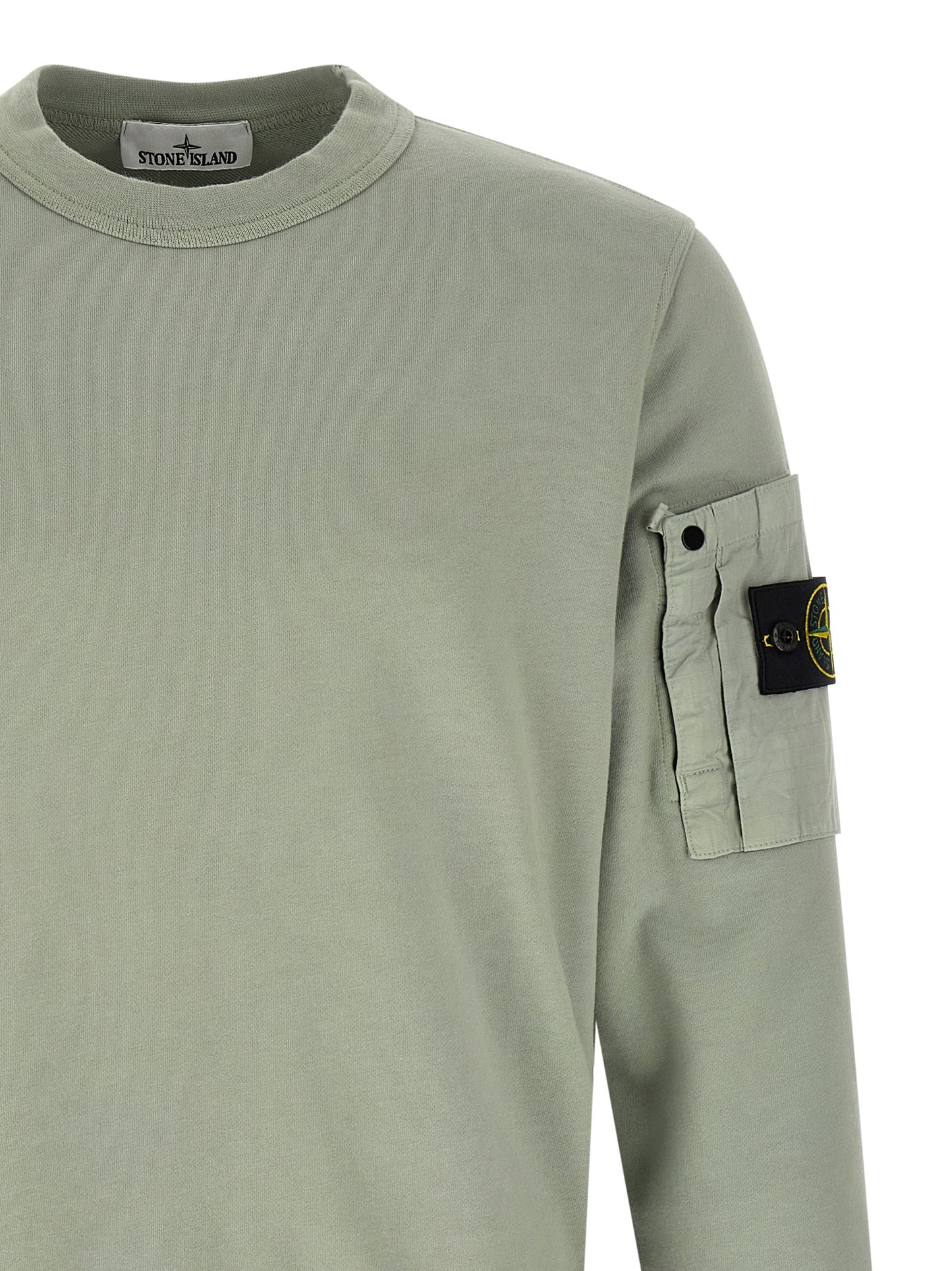 Stone Island Men's Crew Neck Cotton Sweatshirt - Bicolour Green