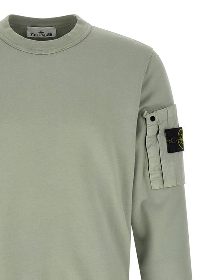 Stone Island Men's Crew Neck Cotton Sweatshirt - Bicolour Green