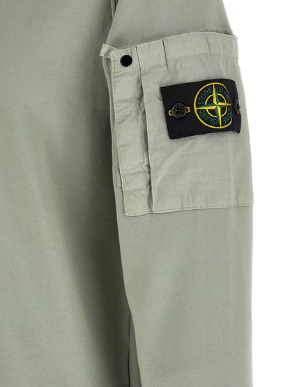 Stone Island Men's Crew Neck Cotton Sweatshirt - Bicolour Green