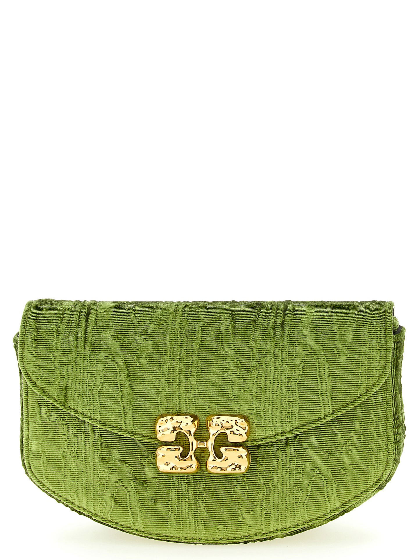 Cardholder Card Case by Ganni for women in polyester & silk velvet bicolour & green features a distinguished silhouette, showcasing the distinguished design of the Lulu Polyester & Silk Velvet Cardholder Card Case with refined card-organization.