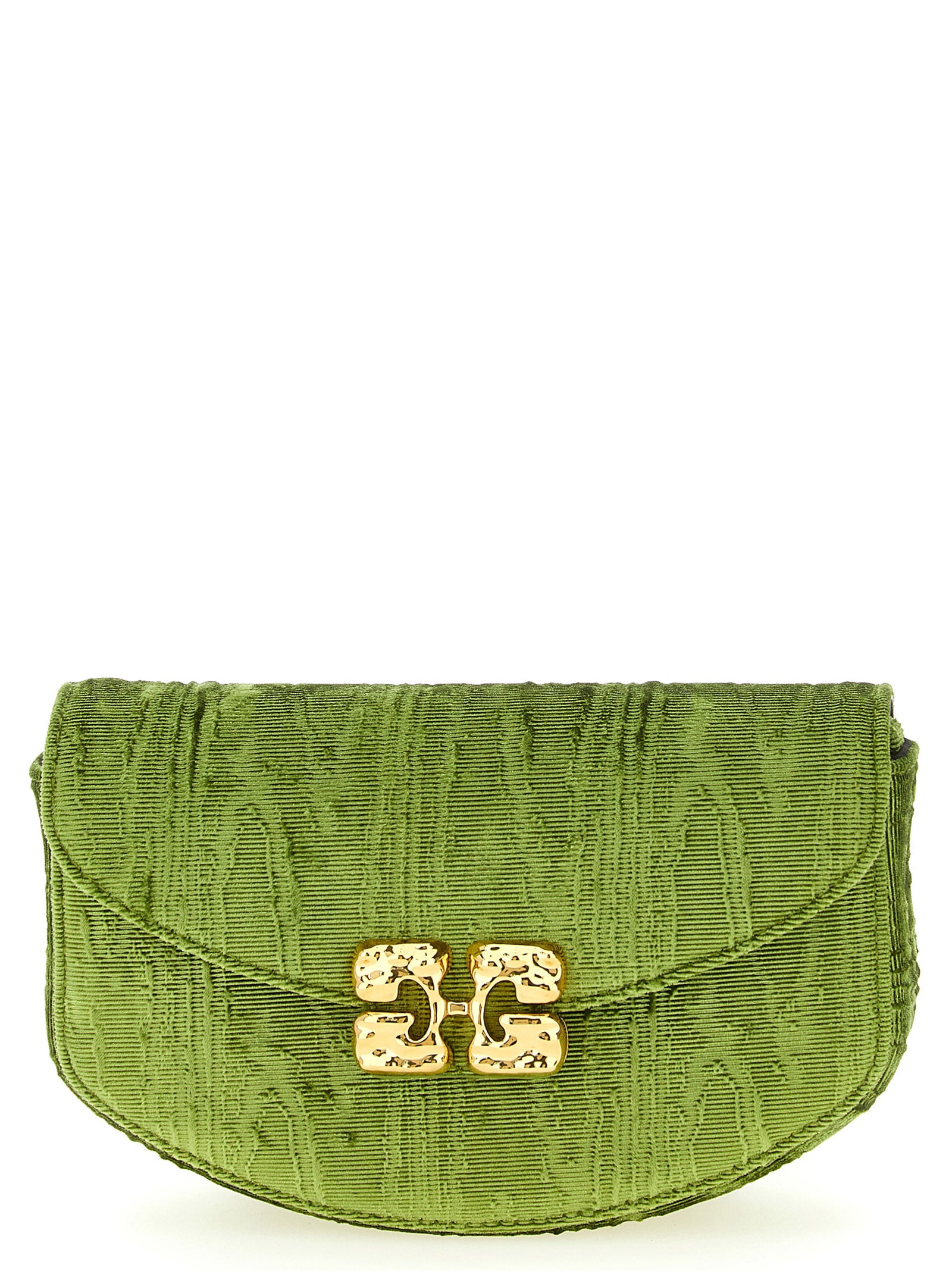 Cardholder Card Case by Ganni for women in polyester & silk velvet bicolour & green features a distinguished silhouette, showcasing the distinguished design of the Lulu Polyester & Silk Velvet Cardholder Card Case with refined card-organization.