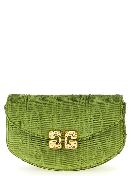 Cardholder Card Case by Ganni for women in polyester & silk velvet bicolour & green features a distinguished silhouette, showcasing the distinguished design of the Lulu Polyester & Silk Velvet Cardholder Card Case with refined card-organization.