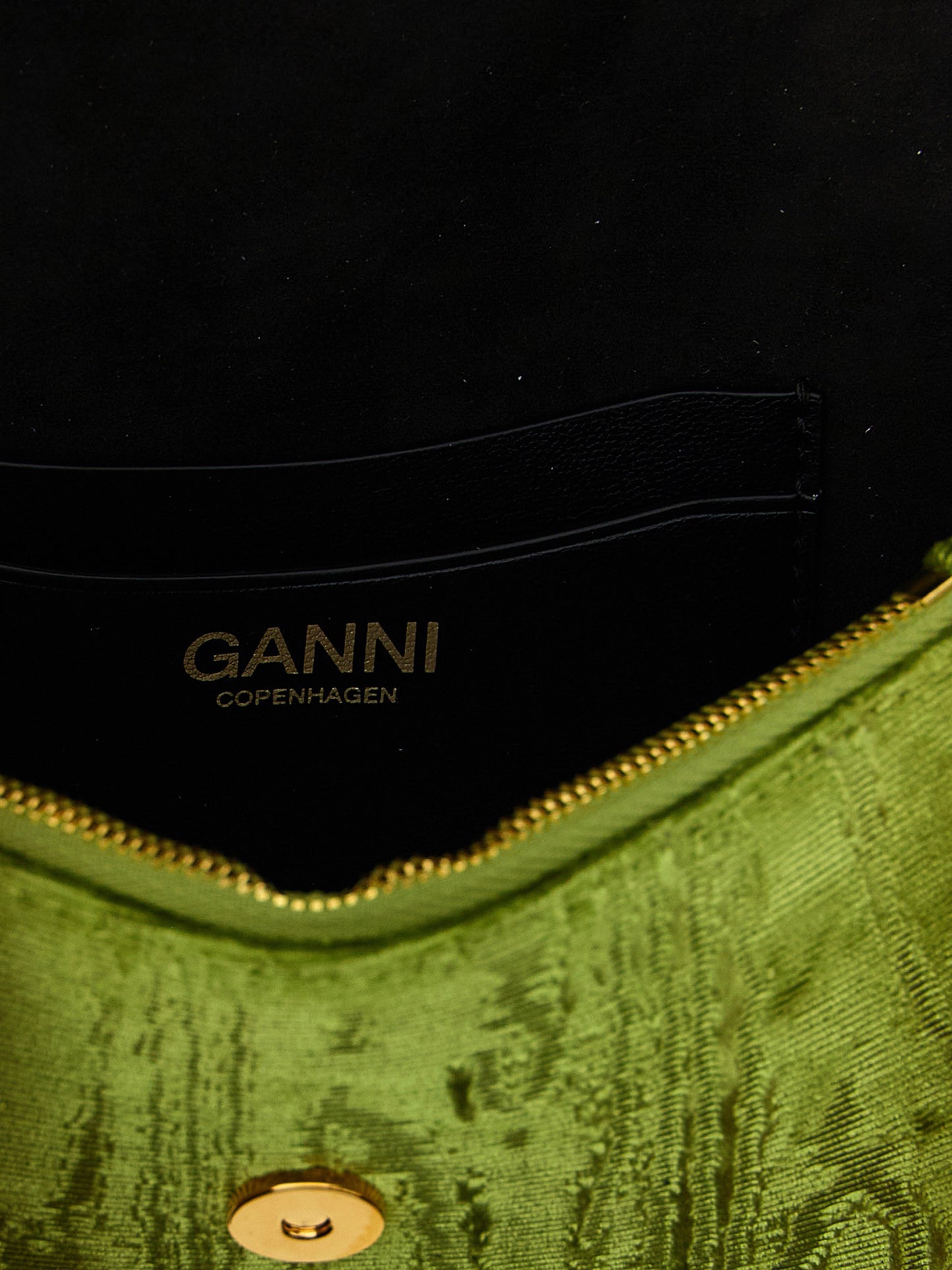 Cardholder Card Case by Ganni for women in polyester & silk velvet bicolour & green features a refined silhouette, showcasing the elegant lines of the Lulu Polyester & Silk Velvet Cardholder Card Case alongside premium card-organization for a refined finish.