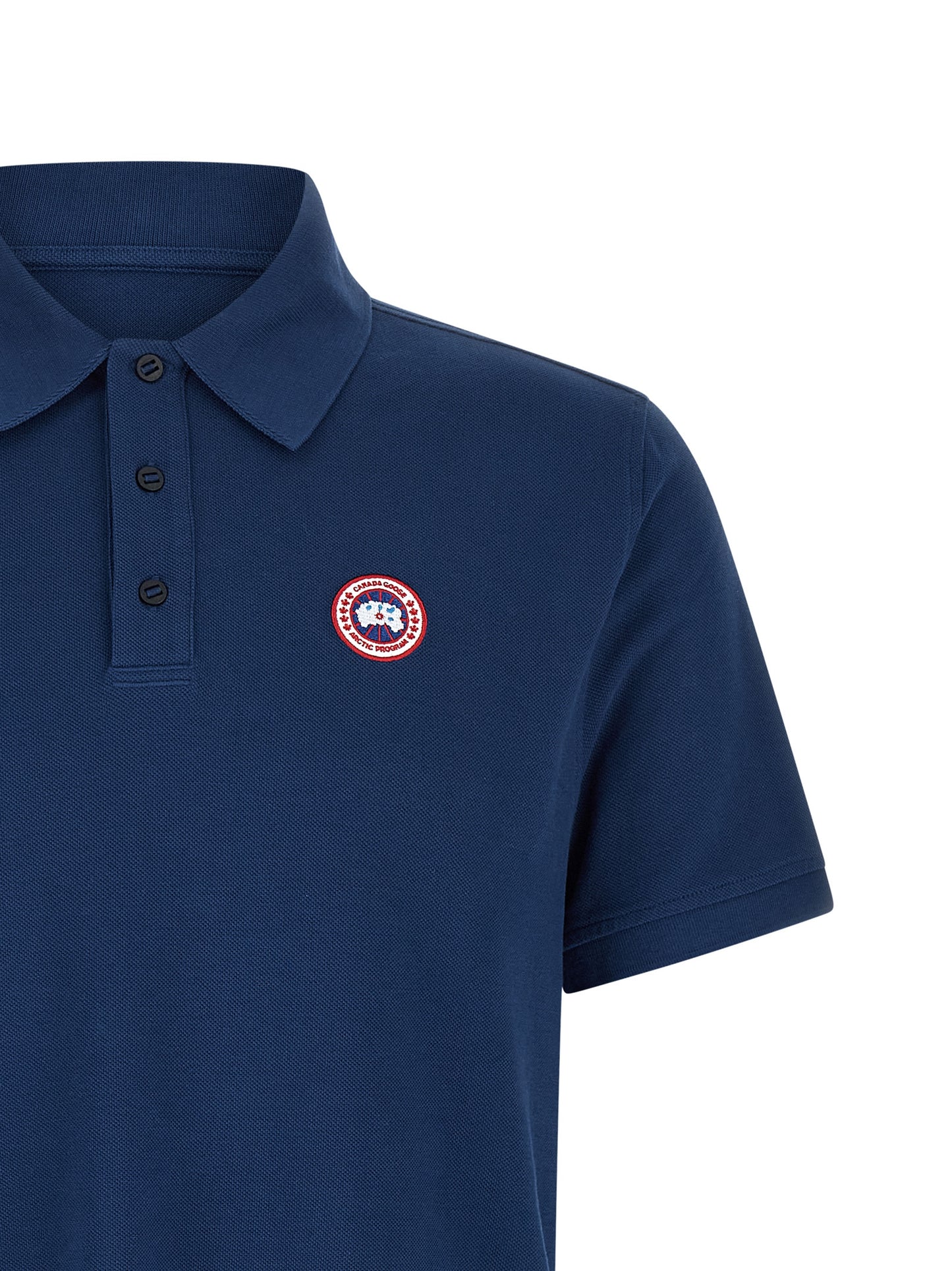 Polo Shirt by Canada Goose for men in cotton blue showcases a sharp silhouette, detailed with a refined and sharp for a sophisticated finish.