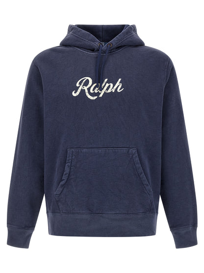 Sweatshirt Hoodie by Polo Ralph Lauren for men in cotton polyester blue & print showcases a city-ready silhouette, artfully detailed with a signature hooded neckline and for a city-ready finish.
