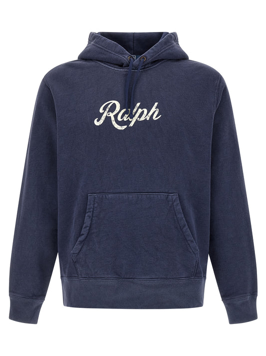 Sweatshirt Hoodie by Polo Ralph Lauren for men in cotton polyester blue & print showcases a city-ready silhouette, artfully detailed with a signature hooded neckline and for a city-ready finish.