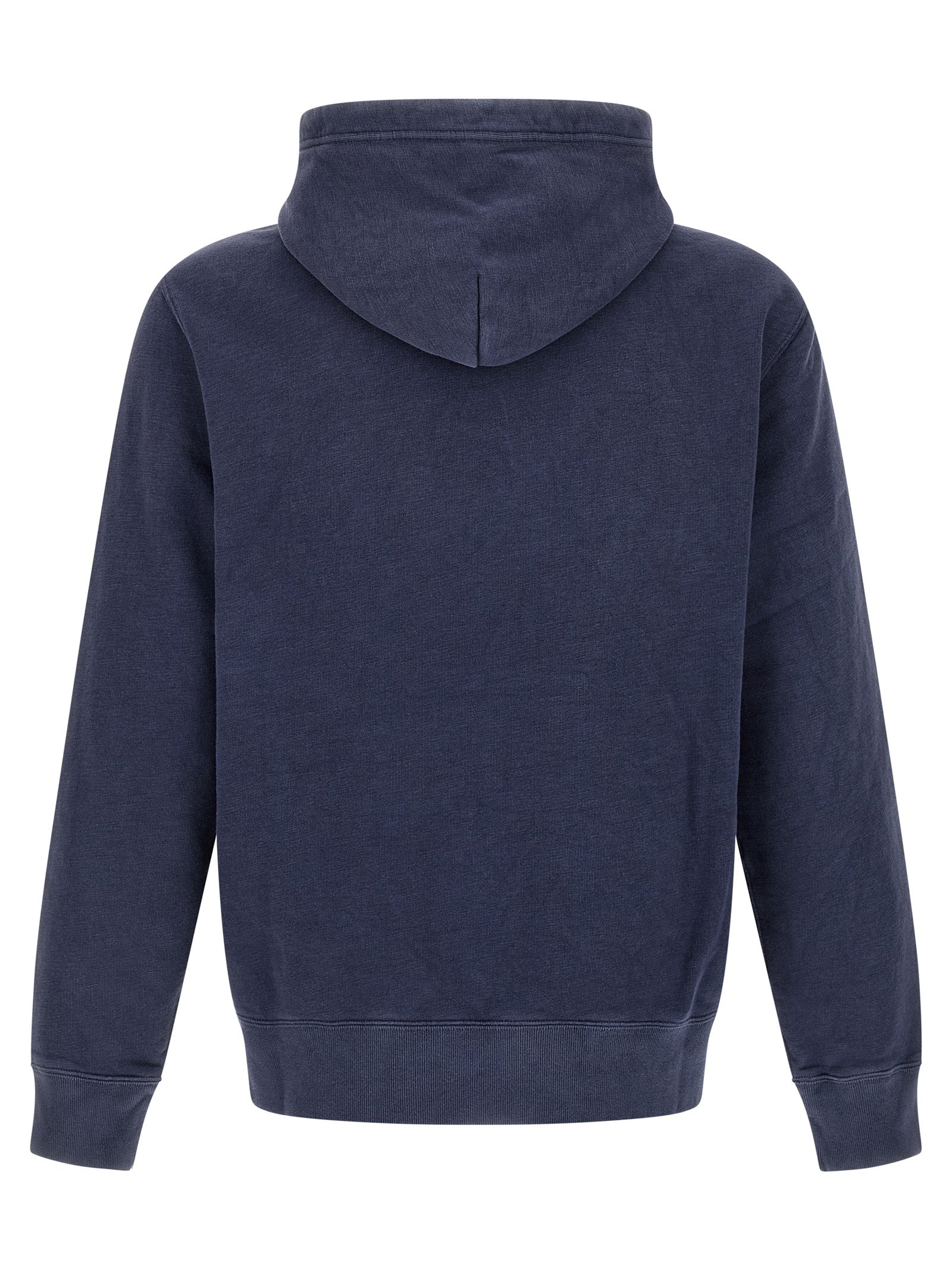 Sweatshirt Hoodie by Polo Ralph Lauren for men in cotton polyester blue & print features a slouchy chic silhouette, detailed with a slouchy chic and a signature hooded neckline for an elevated aesthetic.
