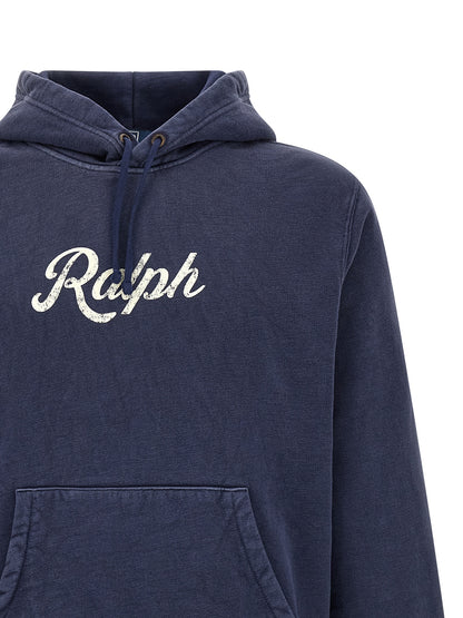 Sweatshirt Hoodie by Polo Ralph Lauren for men in cotton polyester blue & print features an dramatic silhouette, showcasing a sophisticated hooded neckline and dramatic for a refined, modern aesthetic.