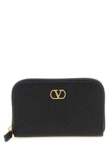 Cardholder Card Case by Valentino Garavani for women in calfskin leather black & signature features a distinguished silhouette, showcasing the distinguished design of the V Logo Calfskin Leather Cardholder Card Case with refined card-organization.