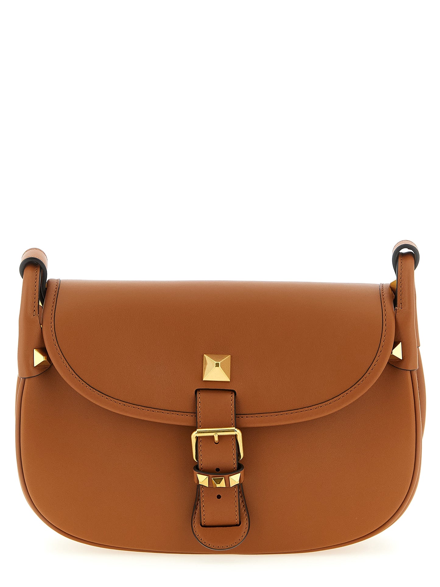 Medium Shoulder Flap Bag by Valentino Garavani for women in calfskin leather brown & signature features a distinguished silhouette, showcasing a secure flap & magnetic and distinguished with versatile shoulder-strap & adjustable-strap for a distinguished finish.