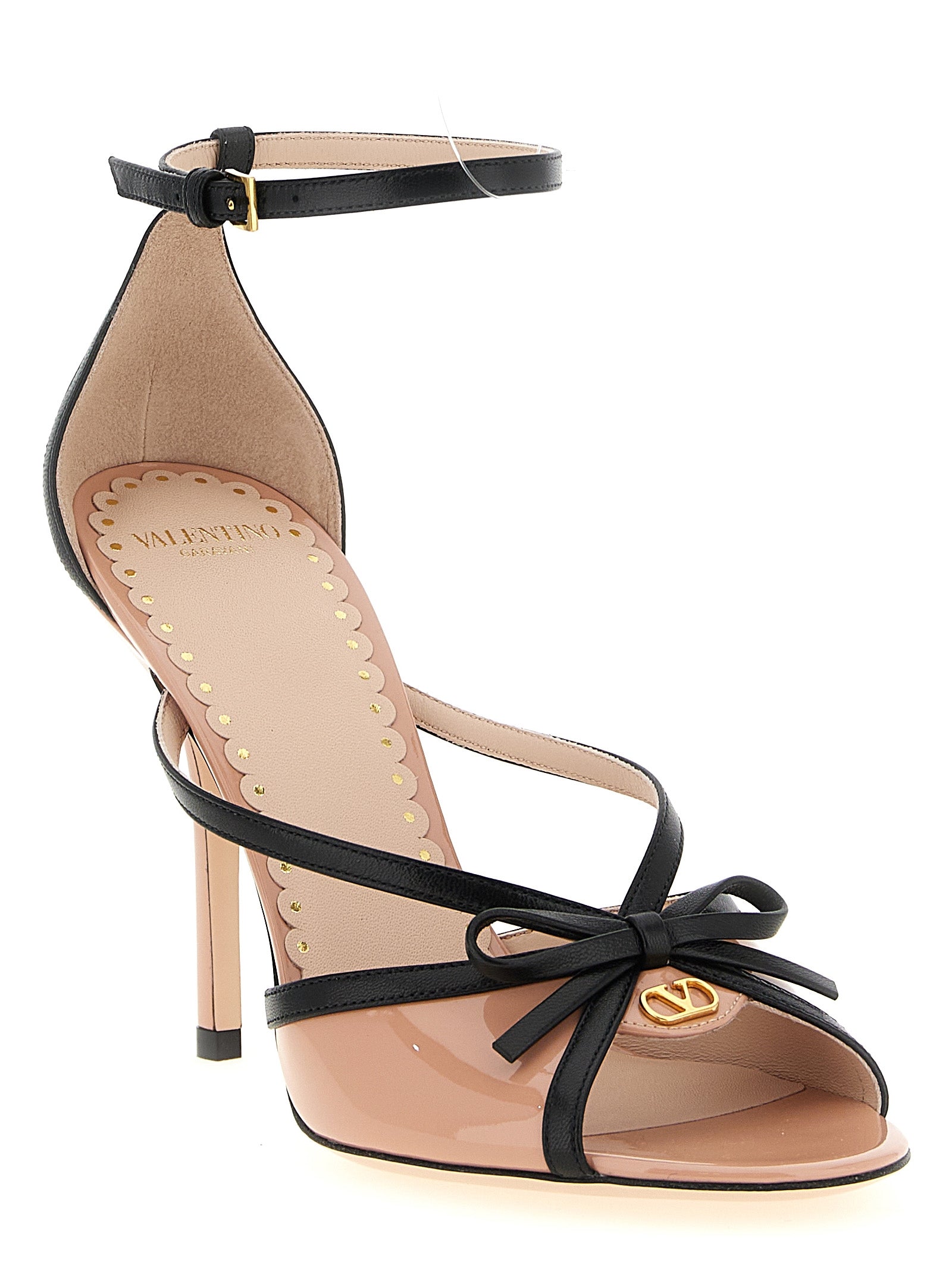 High-Heel Stiletto Ankle Strap Sandals by Valentino Garavani for women in calfskin leather multicolor, pink & signature features an exquisite silhouette, showcasing the exquisite V Logo Women's Calfskin Leather High-Heel Stiletto Ankle Strap Sandals with a stiletto high-heel and .