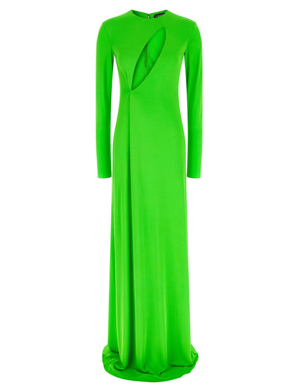 Dress by Tom Ford for women in viscose bicolour & green showcases a striking silhouette, elegantly detailed with a long-sleeve, refined crew neckline, and a striking long for a striking finish.