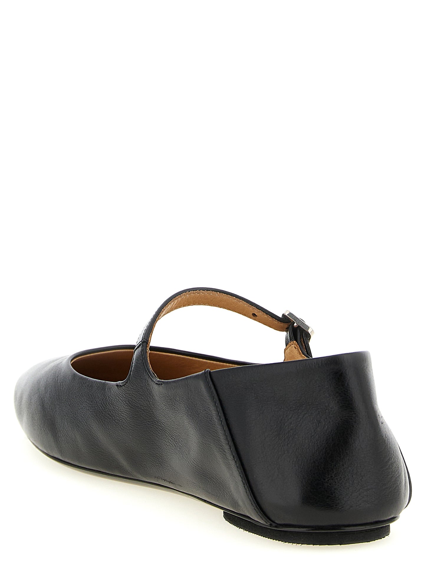 Ballet Flat Shoes by Marsell for women in bos taurus calfskin leather black presents a effortless chic silhouette, showcasing the Women's Bos Taurus Calfskin Leather Ballet Flat Shoes design with a effortless chic and for a sophisticated look.