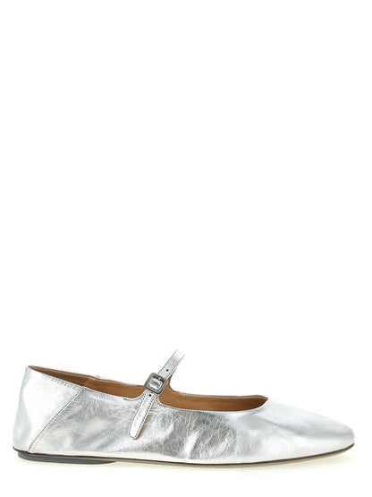 Ballet Flat Shoes by Marsell for women in calfskin leather silver showcases a dynamic silhouette, artfully capturing Women's Calfskin Leather Ballet Flat Shoes through its distinctive and elegant .