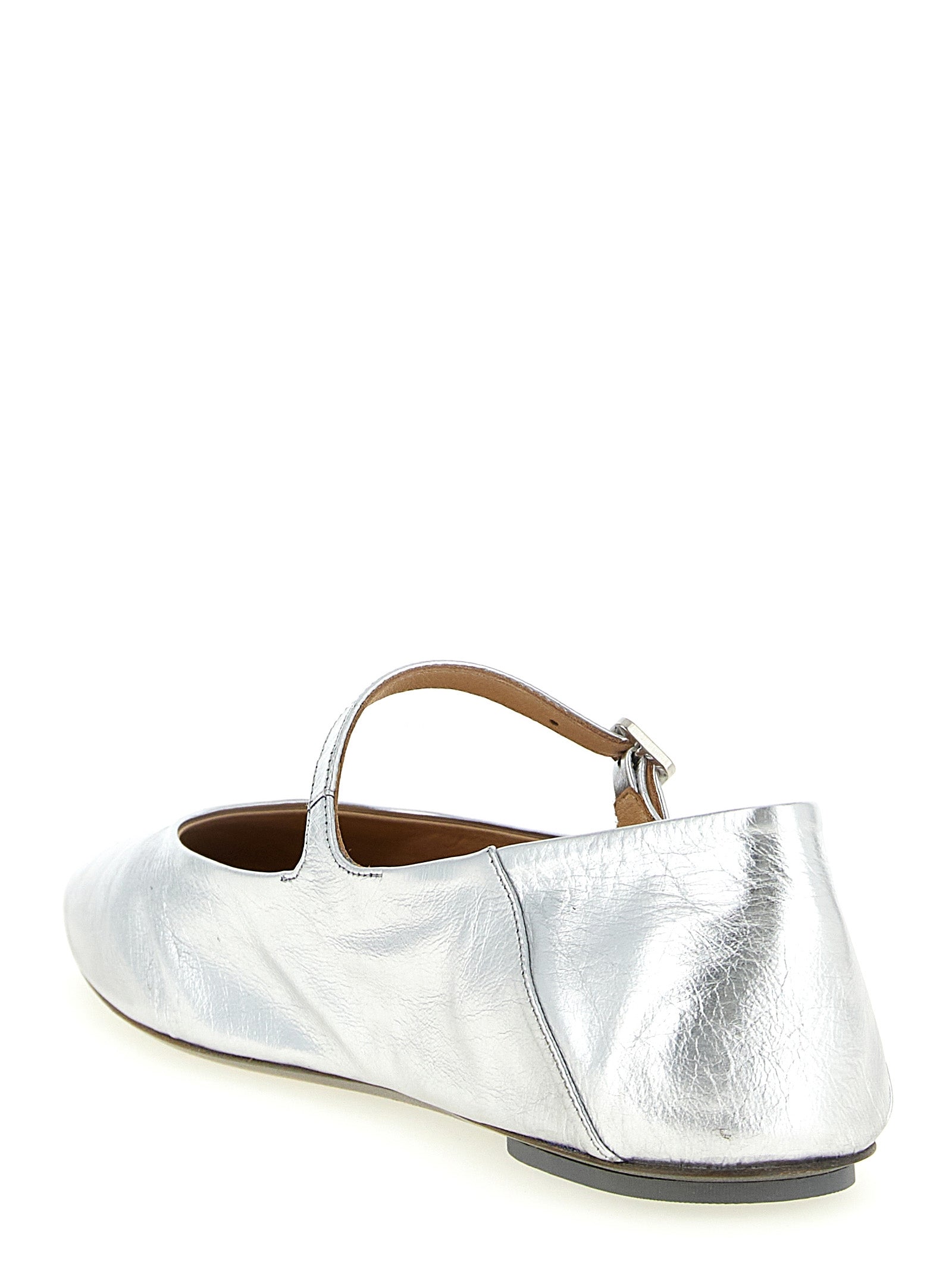 Ballet Flat Shoes by Marsell for women in calfskin leather silver features an captivating silhouette, showcasing the captivating style of the Women's Calfskin Leather Ballet Flat Shoes with its distinct and refined .