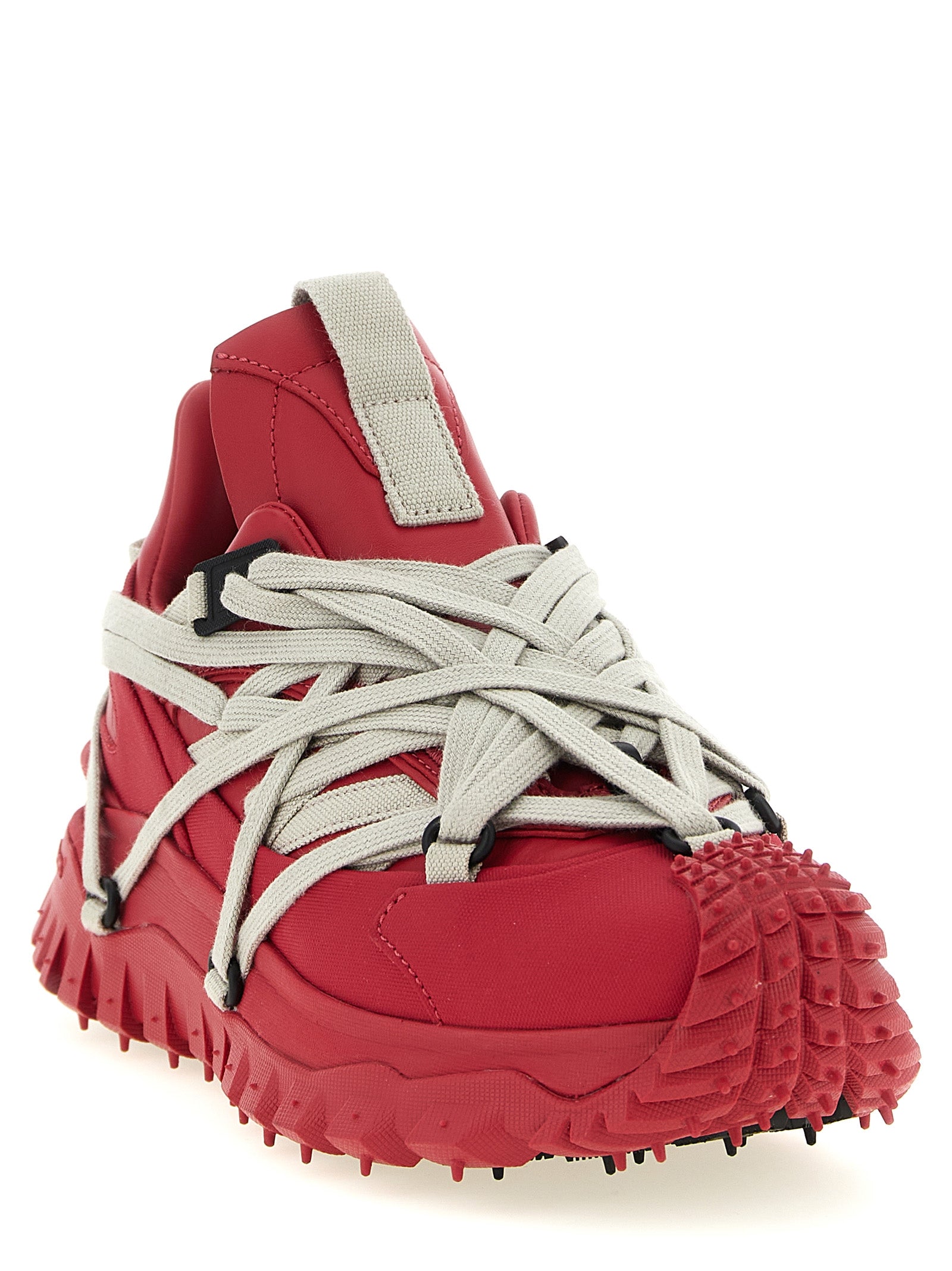 Athletic Sneakers by Rick Owens for women in eva carbon fiber & bos taurus cowhide leather multicolor & red showcases an impeccable silhouette, defined by an impeccable athletic style design that perfectly captures the essence of the Women's Athletic EVA Carbon Fiber & Bos Taurus Cowhide Leather Sneakers.