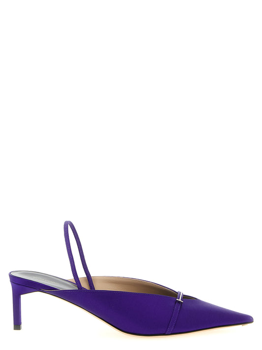 Mid-Heel Stiletto Slingback Pumps Heels by Tom Ford for women in silk viscose satin purple & signature features a effortless chic silhouette, showcasing the Women's Silk Viscose Satin Mid-Heel Stiletto Slingback Pumps Heels design with a effortless chic stiletto mid-heel and pointed toe style for a effortless chic finish.