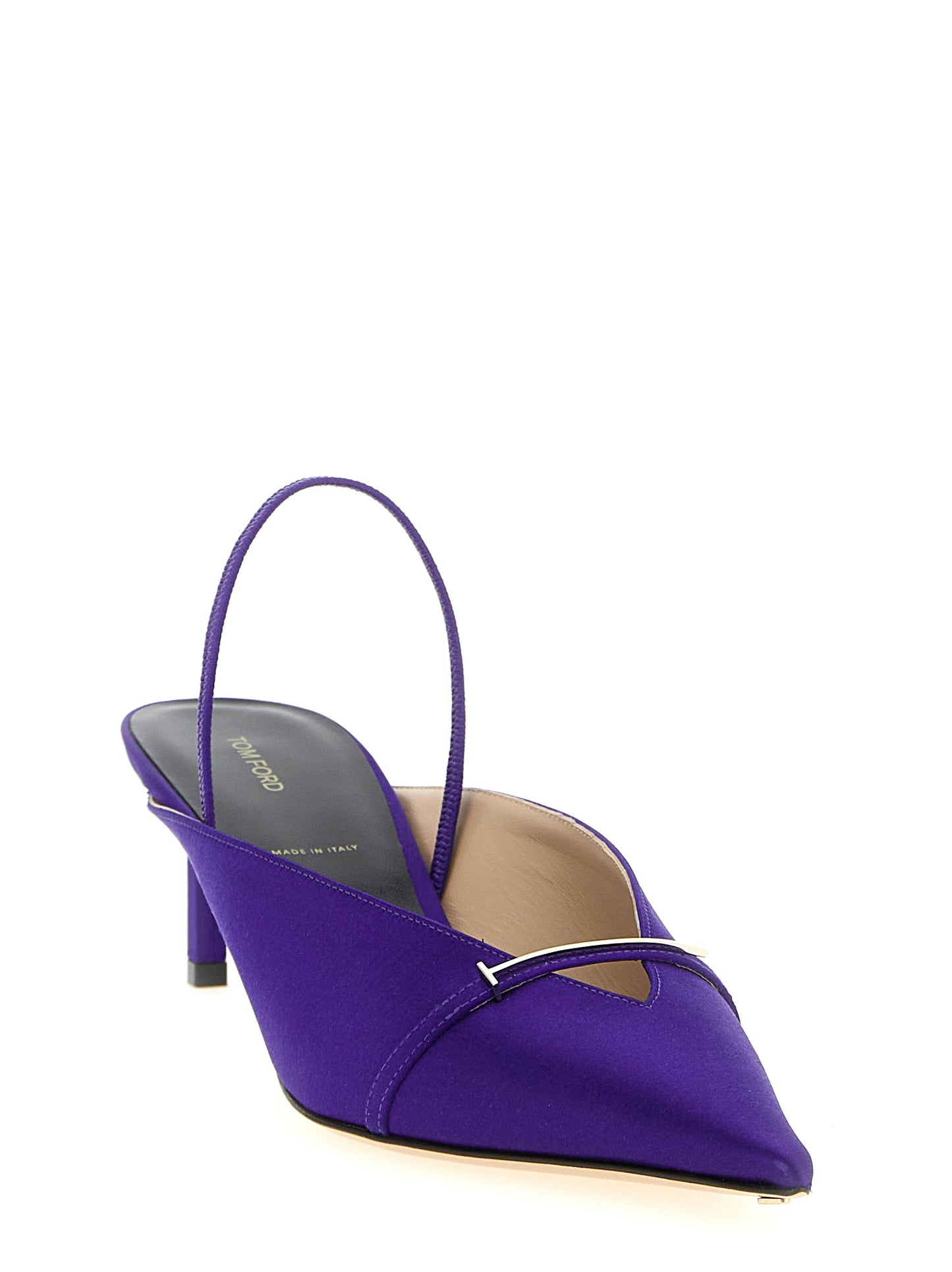 This Mid-Heel Stiletto Slingback Pumps Heels by Tom Ford for women in silk viscose satin purple & signature presents a effortlessly chic silhouette from the Women's Silk Viscose Satin Mid-Heel Stiletto Slingback Pumps Heels collection, featuring a effortlessly chic stiletto mid-heel and effortlessly chic pointed toe style.