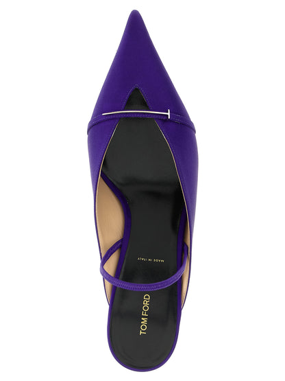Mid-Heel Stiletto Slingback Pumps Heels by Tom Ford for women in silk viscose satin and purple & signature showcases a effortlessly elegant silhouette as Women's Silk Viscose Satin Mid-Heel Stiletto Slingback Pumps Heels, featuring a effortlessly elegant stiletto mid-heel and a effortlessly elegant pointed toe style for an elegant look.