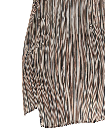 Blouse by Issey Miyake for women in polyester brown, transparent, signature & striped features an polished silhouette, showcasing a sophisticated and detail for a truly polished finish.
