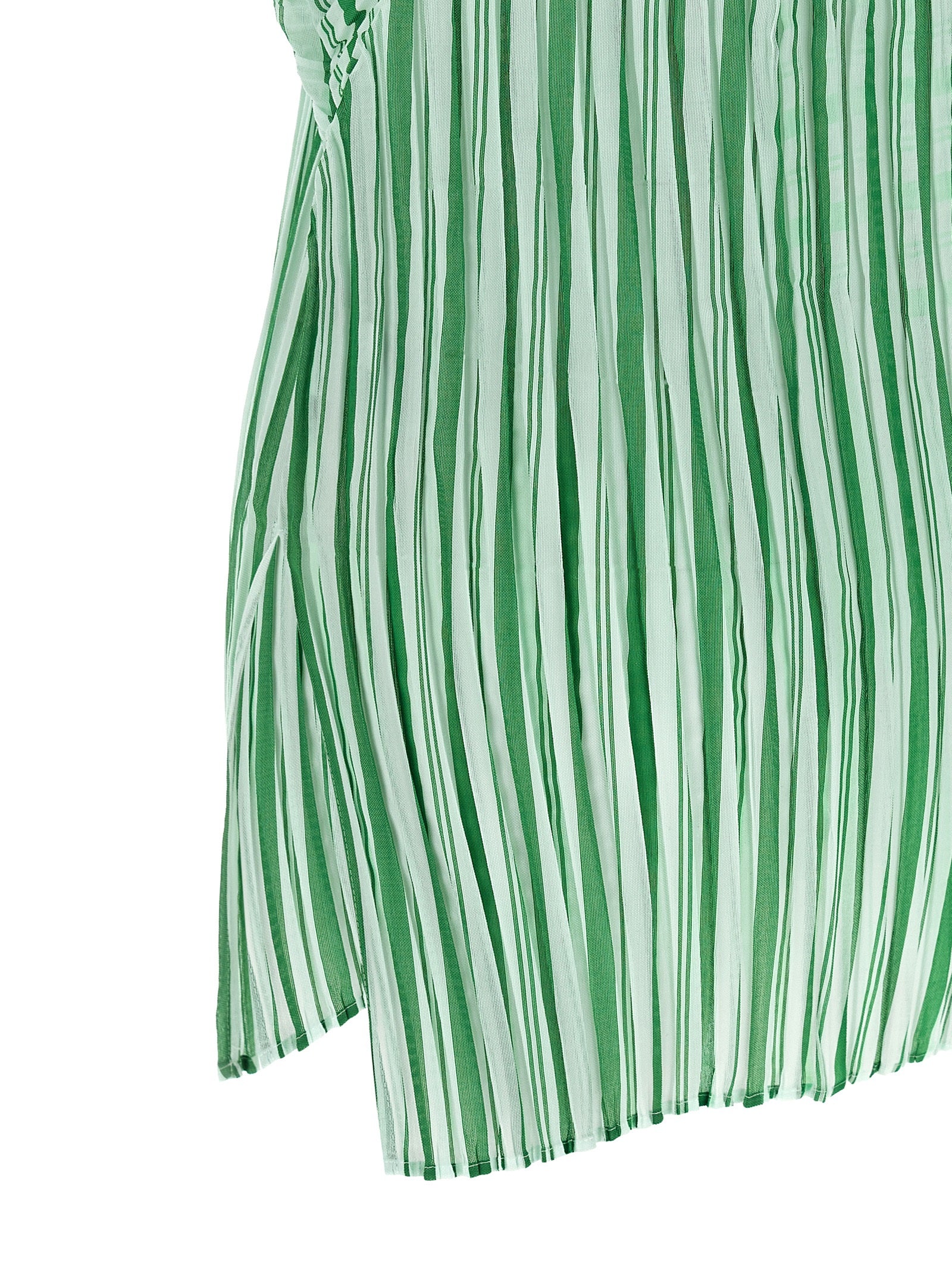 Shirt by Issey Miyake for women in polyester bicolour, green, transparent, patterned & striped showcases a sleek silhouette, elegantly detailed with a sleek and for a sleek finish.