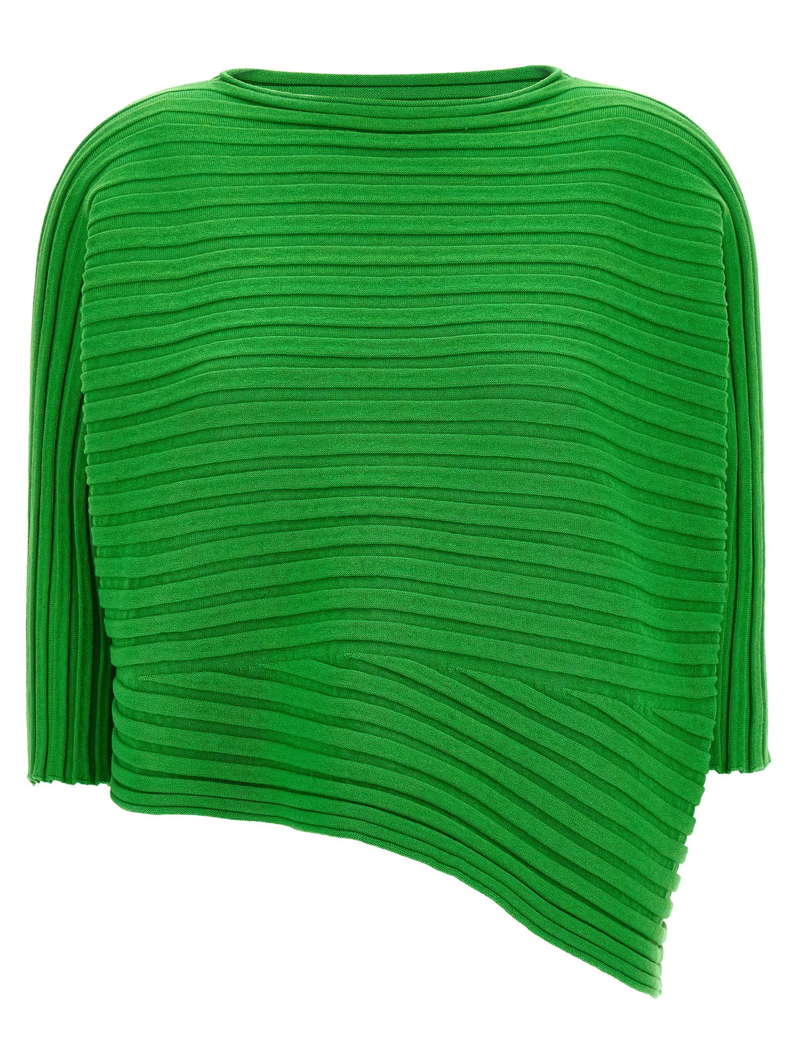 Sweatshirt by Issey Miyake for women in cashmere cotton blend bicolour & green presents a smart casual silhouette, featuring a smart casual round neckline and three-quarter-sleeve for a sophisticated look.