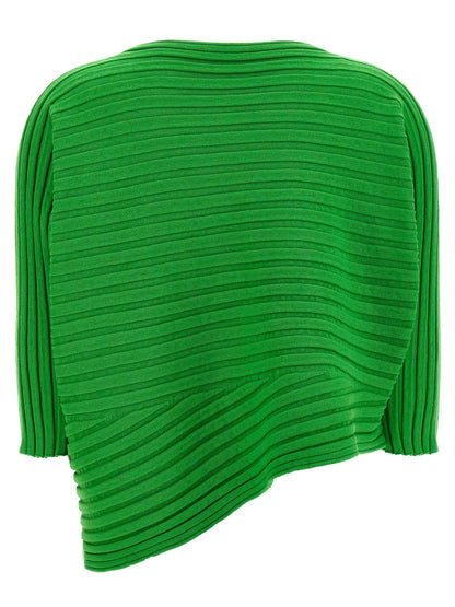 Sweatshirt by Issey Miyake for women in cashmere cotton blend bicolour & green presents a smart casual silhouette, featuring a smart casual round neckline and for a sophisticated look.