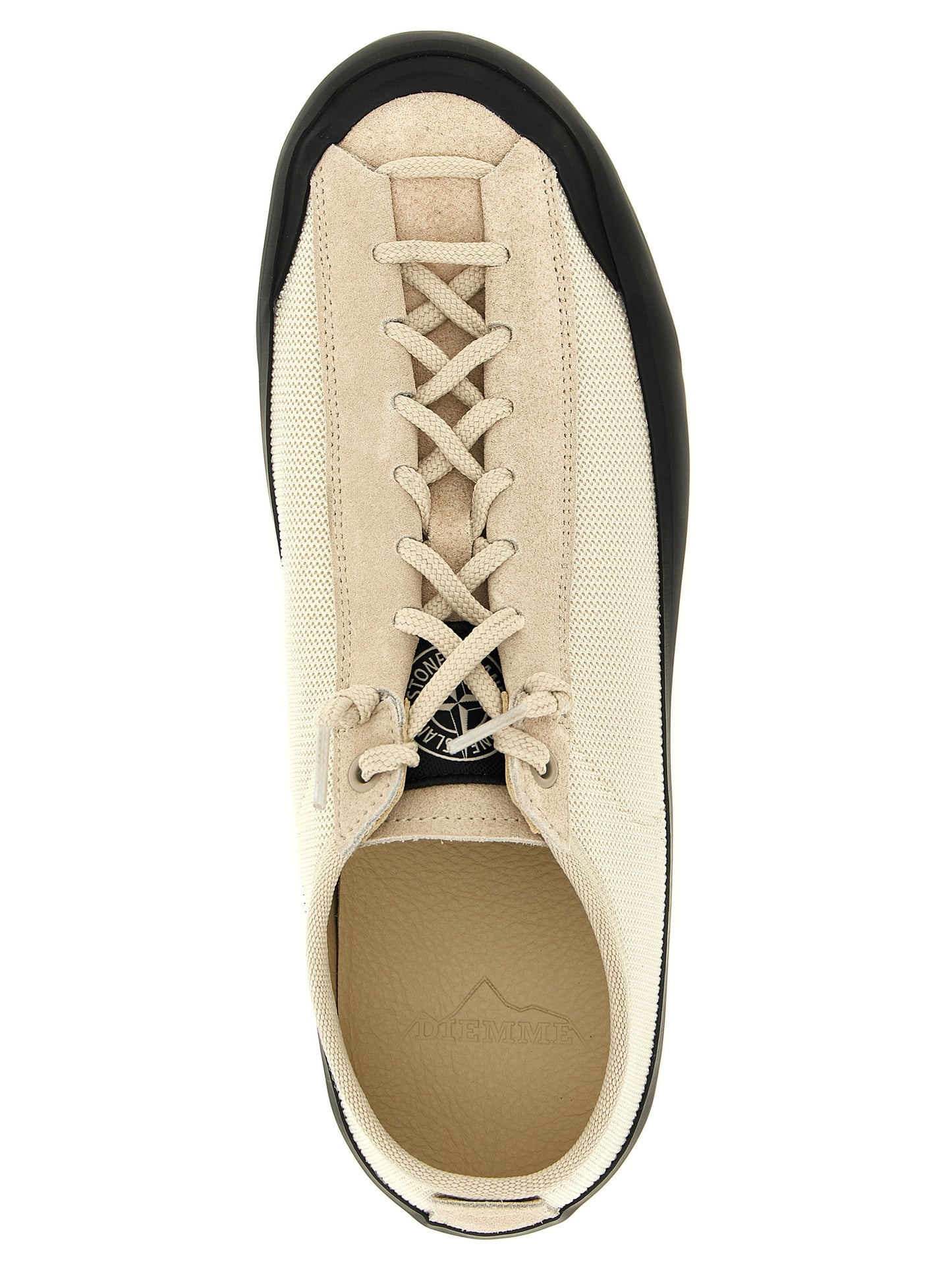 Sneakers by Stone Island for men in bos taurus suede calfskin leather & polyester beige features a chic design, perfectly showcasing the chic low-top style of this Men's Low Top Bos Taurus Suede Calfskin Leather & Polyester Sneakers.