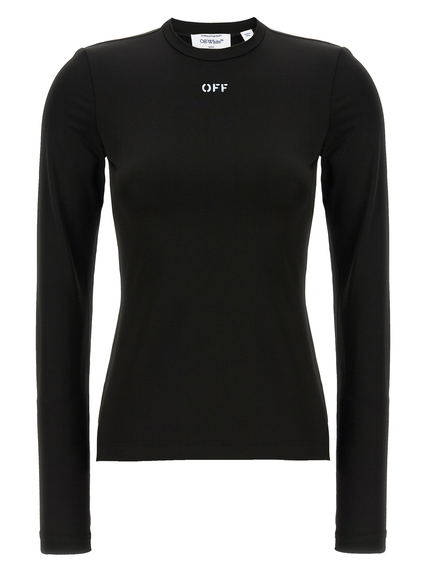 Cardigan by Off-White for women in stretch fabric & acetate black, white & print presents a textural silhouette, artfully finished with a textural crew neckline and long-sleeve for a sophisticated, textural look.