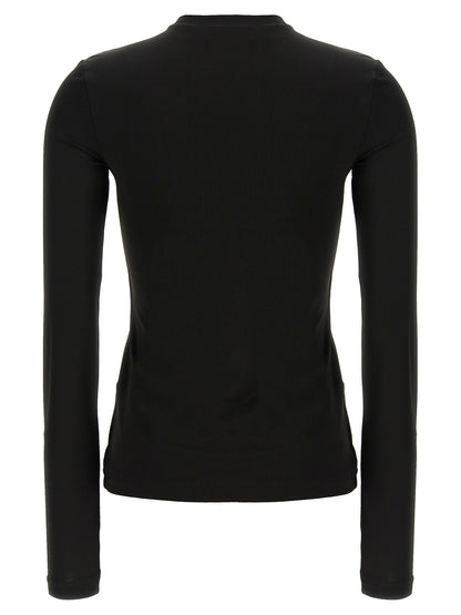 Cardigan by Off-White for women in stretch fabric & acetate black, white & print showcases a luxurious silhouette, meticulously detailed with a sophisticated crew neckline and for a refined finish.