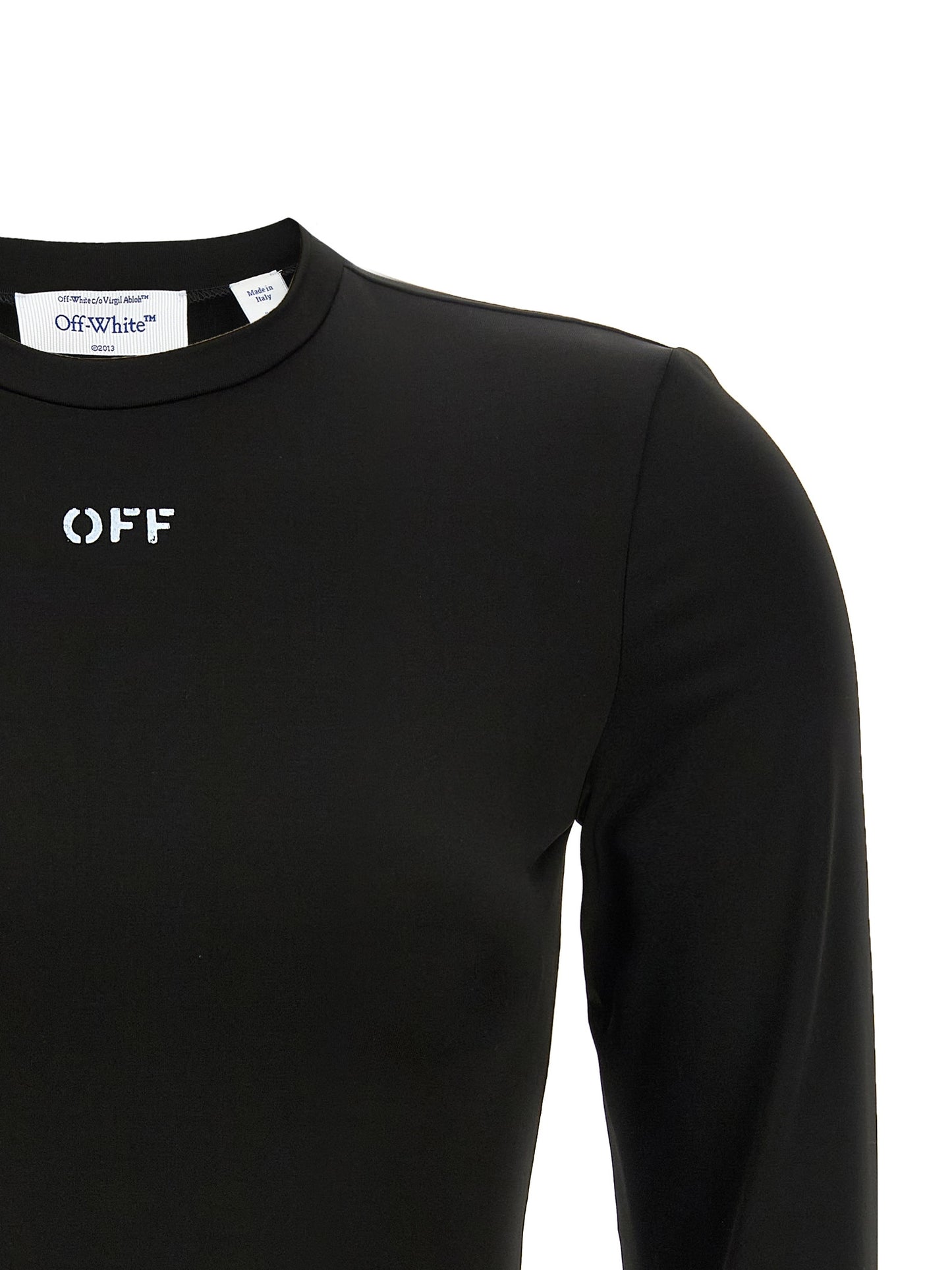 Cardigan by Off-White for women in stretch fabric & acetate black, white & print features an impeccable silhouette, showcasing a sophisticated crew neckline and detail for a truly impeccable finish.