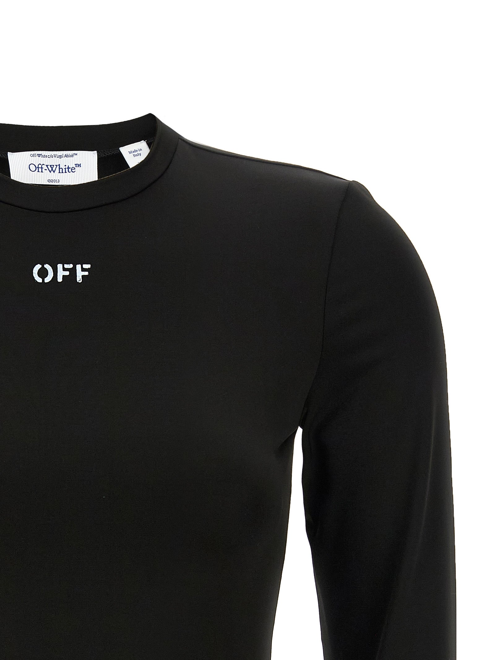Cardigan by Off-White for women in stretch fabric & acetate black, white & print features an impeccable silhouette, showcasing a sophisticated crew neckline and detail for a truly impeccable finish.