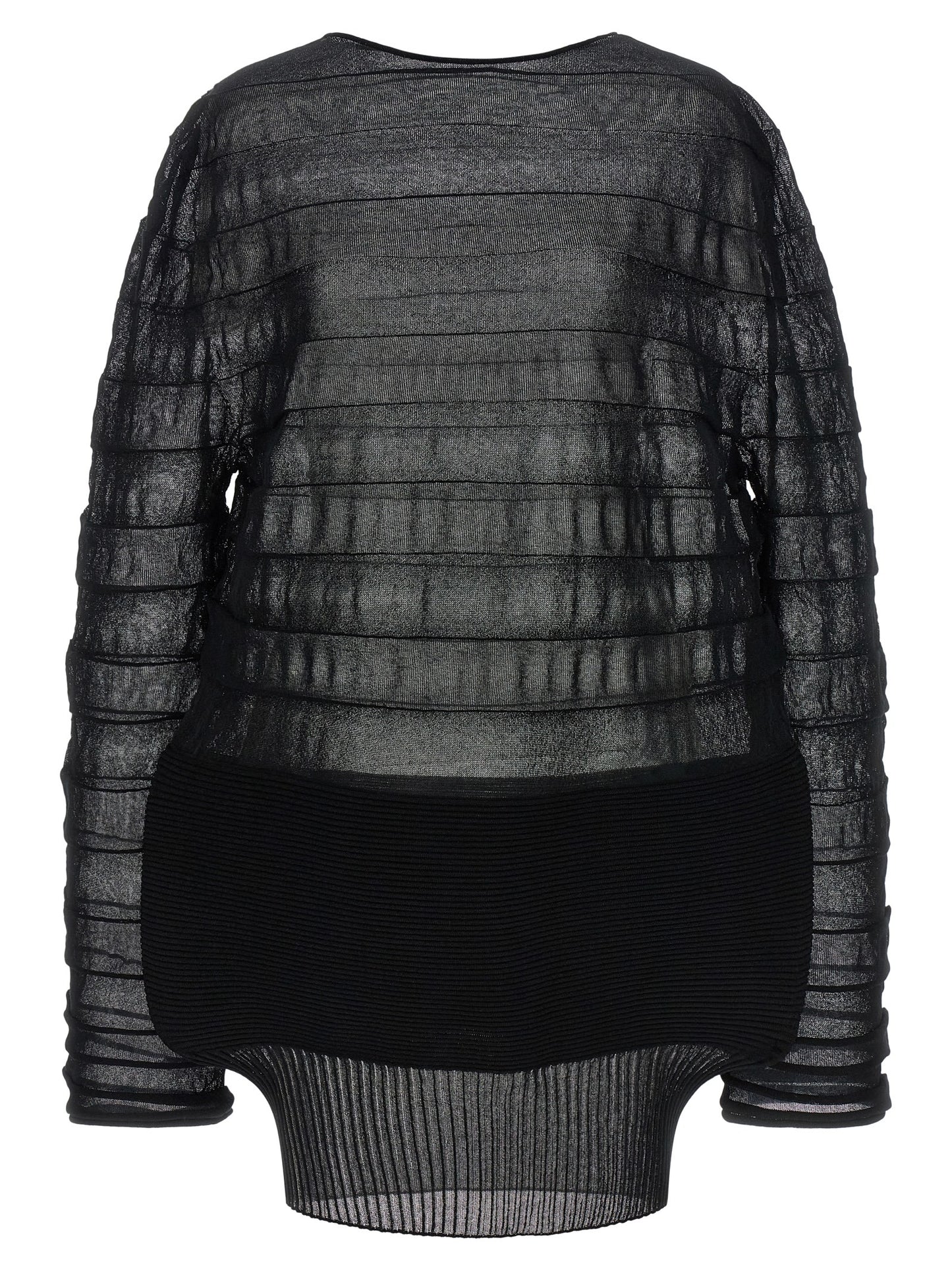 Sweatshirt by Issey Miyake for women in polyester cotton & cupro black presents a smart casual silhouette, featuring a smart casual round neckline and long-sleeve for a sophisticated look.