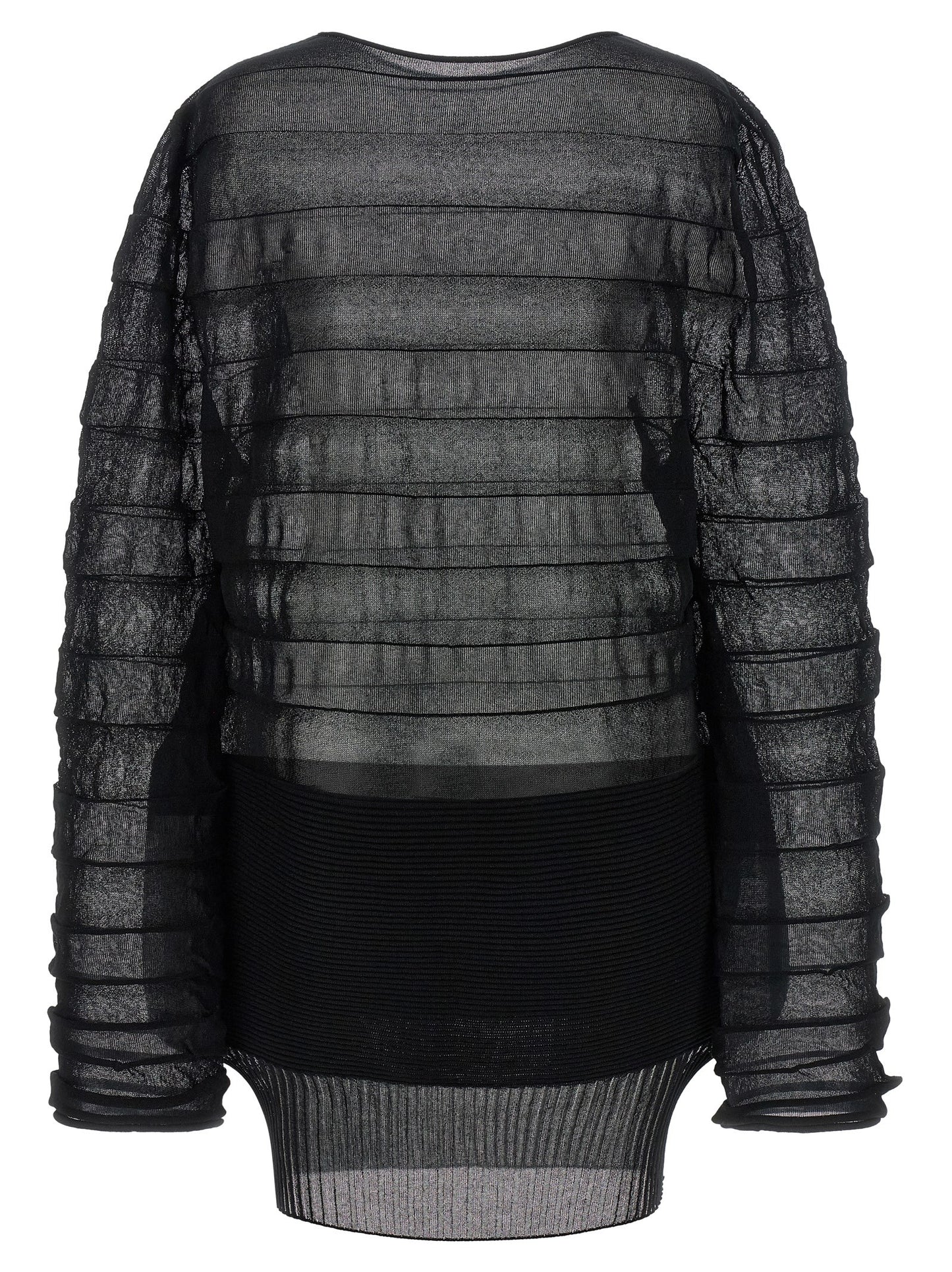Sweatshirt by Issey Miyake for women in polyester cotton & cupro black features an magnificent silhouette, showcasing a sophisticated round neckline and detail for a truly magnificent finish.