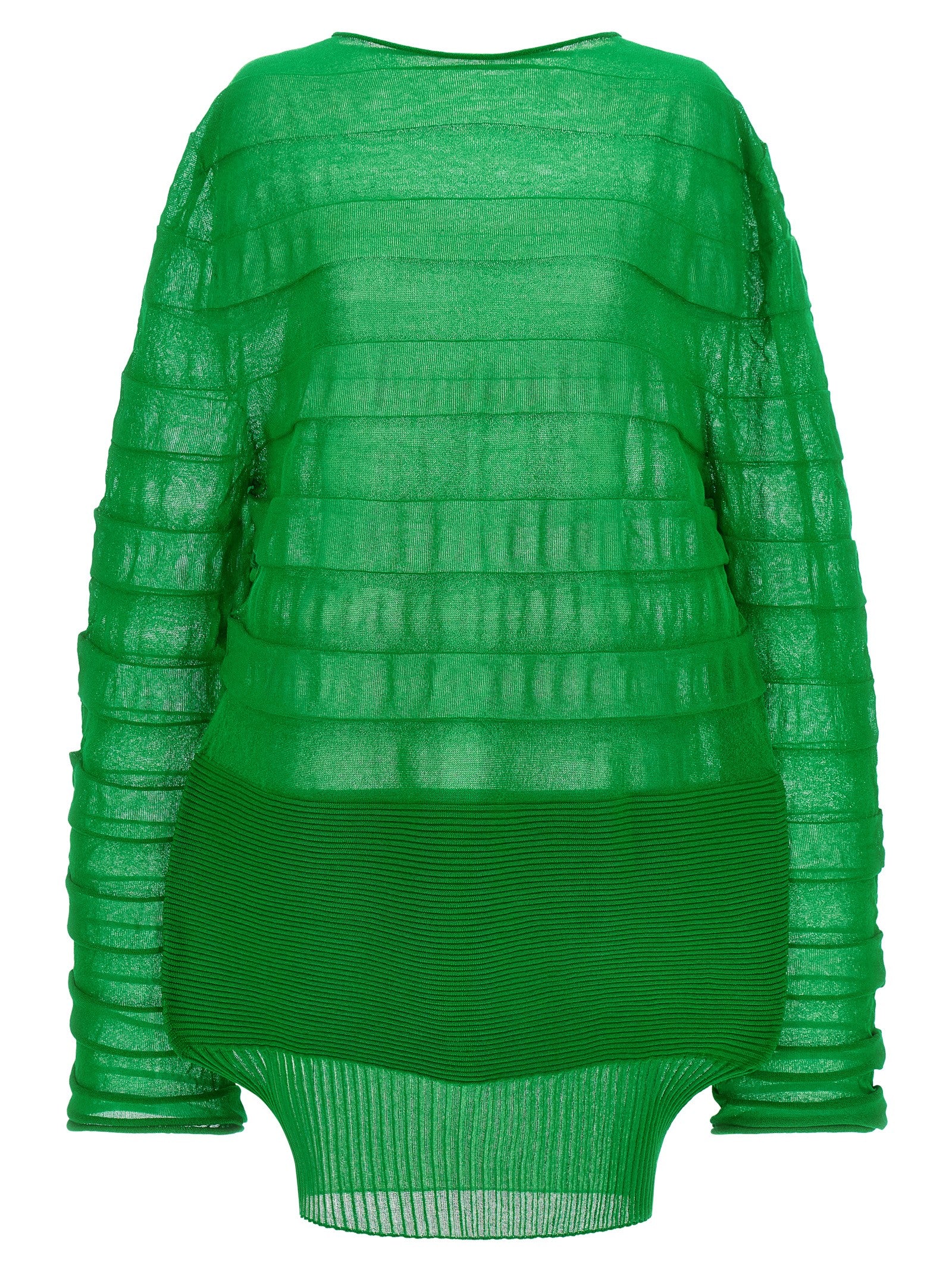 Sweatshirt by Issey Miyake for women in cotton polyester bicolour & green features an provocated silhouette, detailed with a provocated long-sleeve and a refined round neckline for a sophisticated aesthetic.