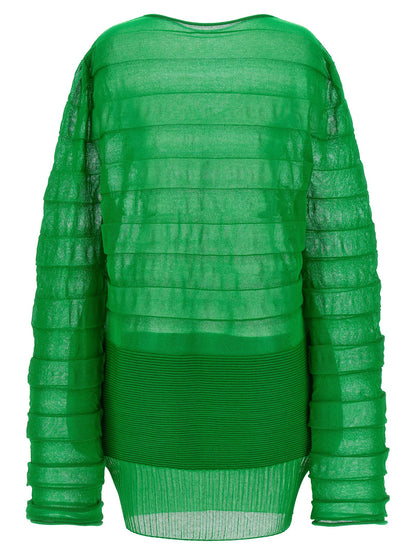 Sweatshirt by Issey Miyake for women in cotton polyester bicolour & green features an exquisite silhouette, showcasing and round neckline details for a exquisite look.