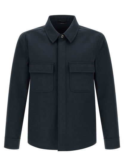 Overshirt by Tom Ford for men in polyamide cotton twill blue features an polished silhouette, showcasing a sophisticated and detail for a truly polished finish.