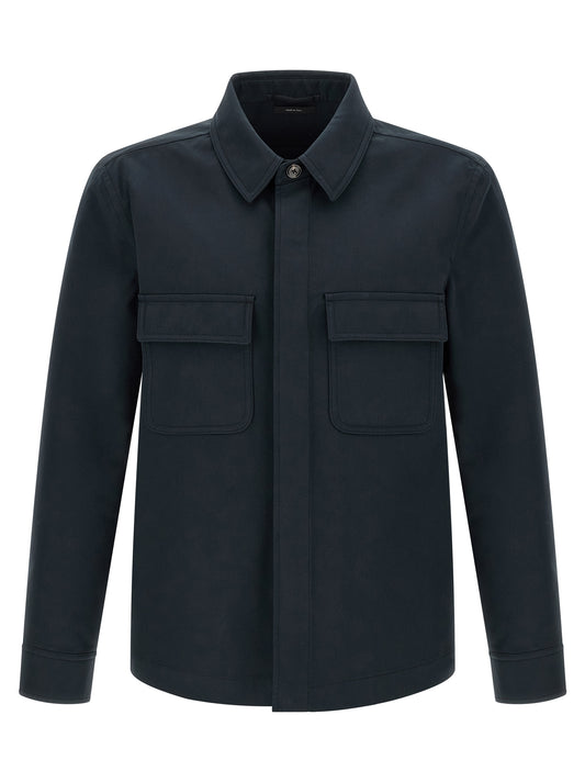 Overshirt by Tom Ford for men in polyamide cotton twill blue features an polished silhouette, showcasing a sophisticated and detail for a truly polished finish.