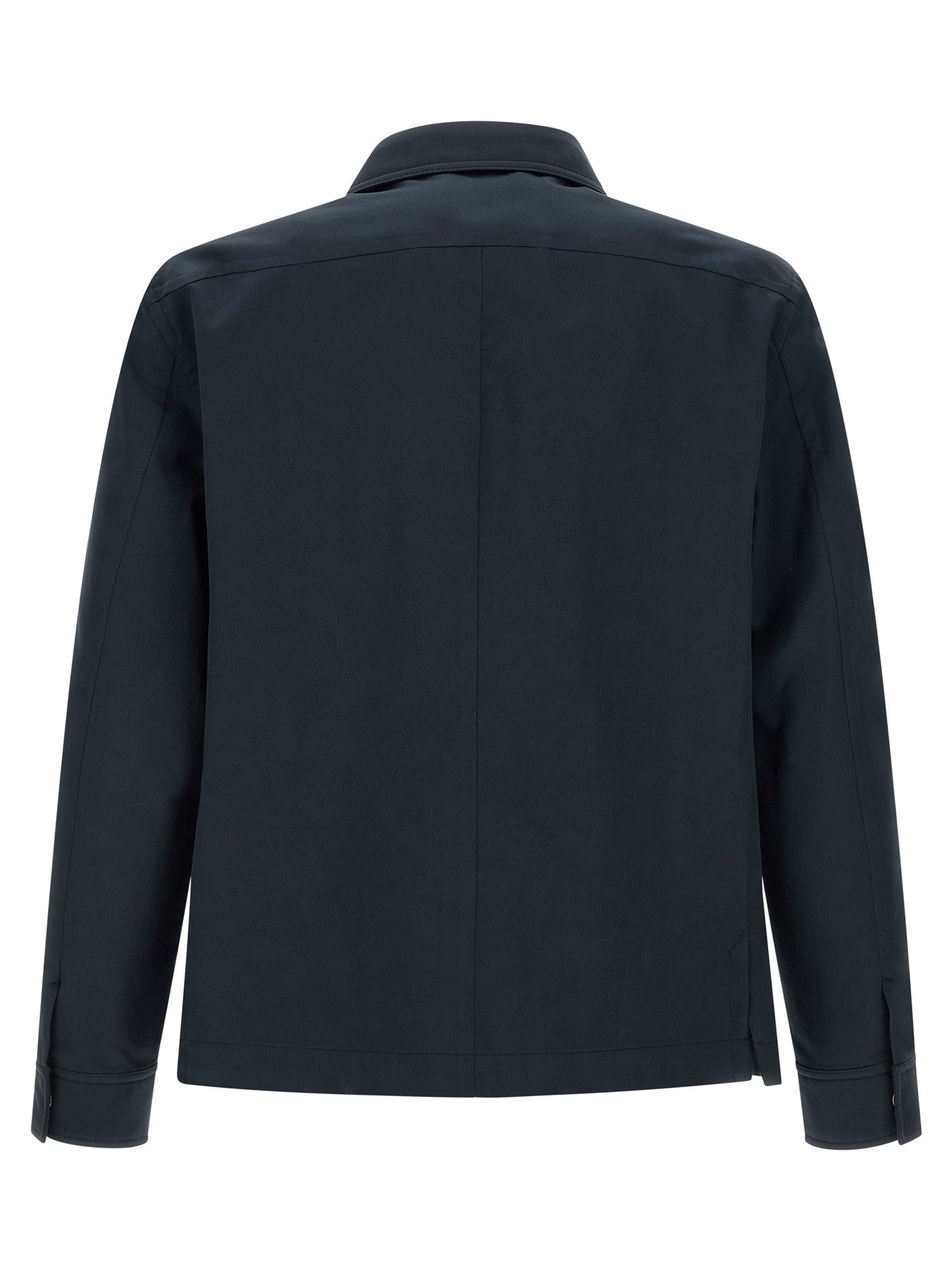 Overshirt by Tom Ford for men in polyamide cotton twill blue features an architectural silhouette with a refined and elegant for a architectural look.