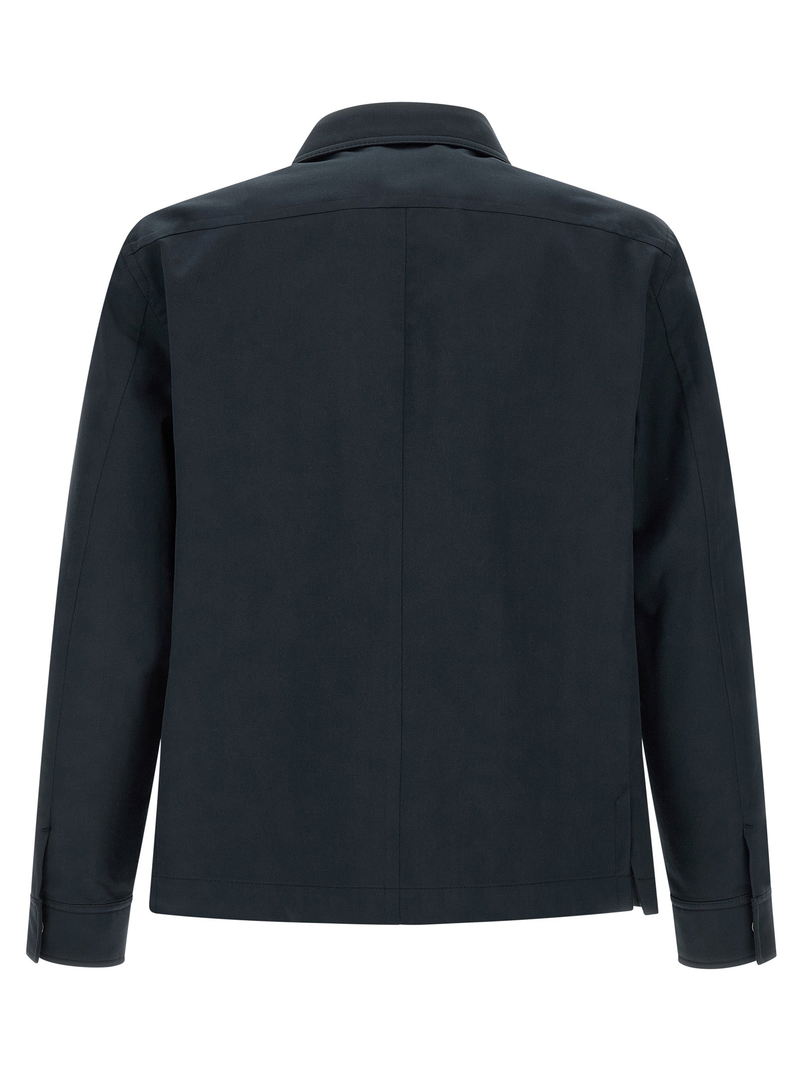 Overshirt by Tom Ford for men in polyamide cotton twill blue features an architectural silhouette with a refined and elegant for a architectural look.