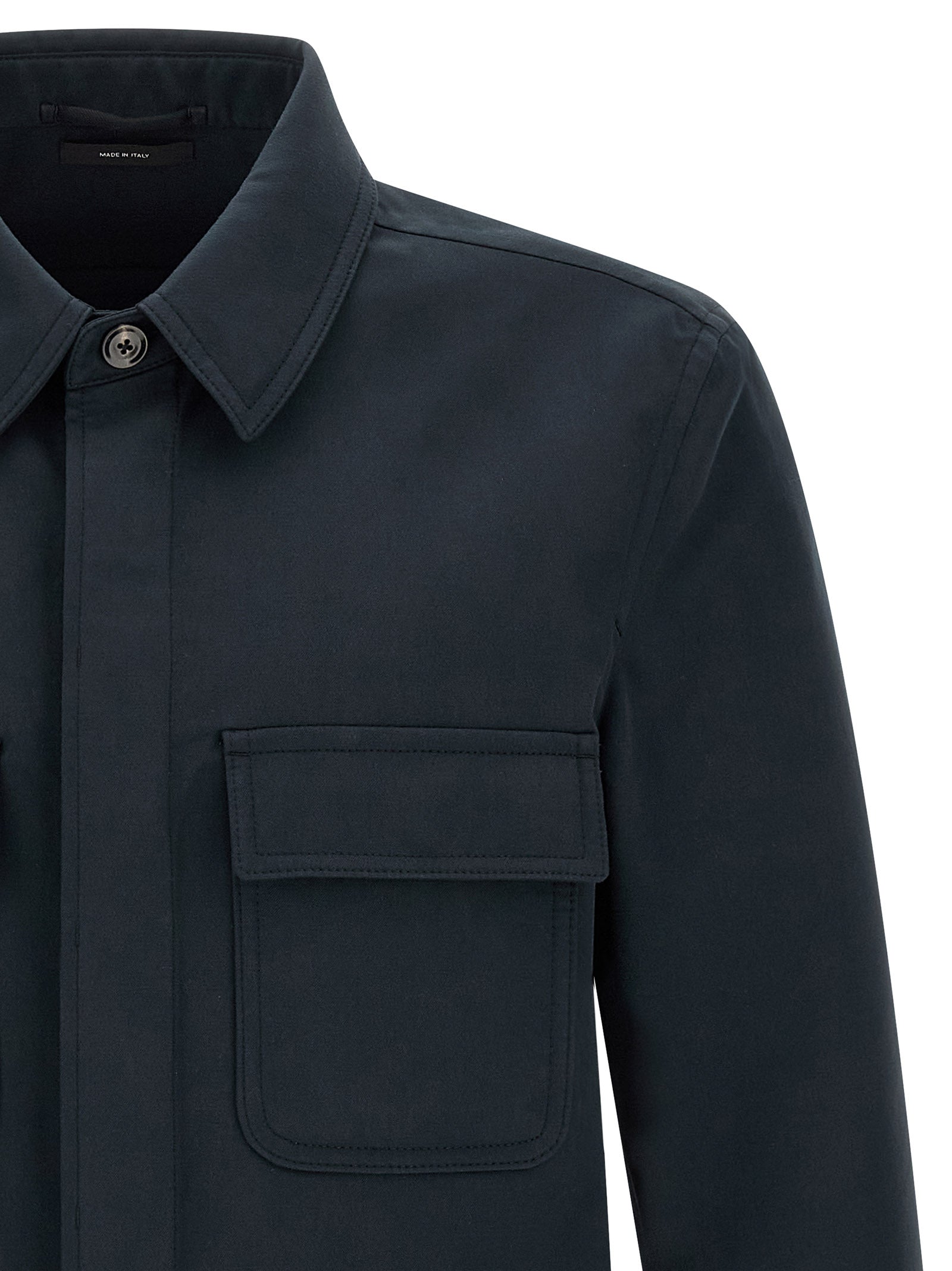 Overshirt by Tom Ford for men in polyamide cotton twill blue showcases a sublime silhouette, artfully detailed with a sublime and for a sophisticated, sublime finish.