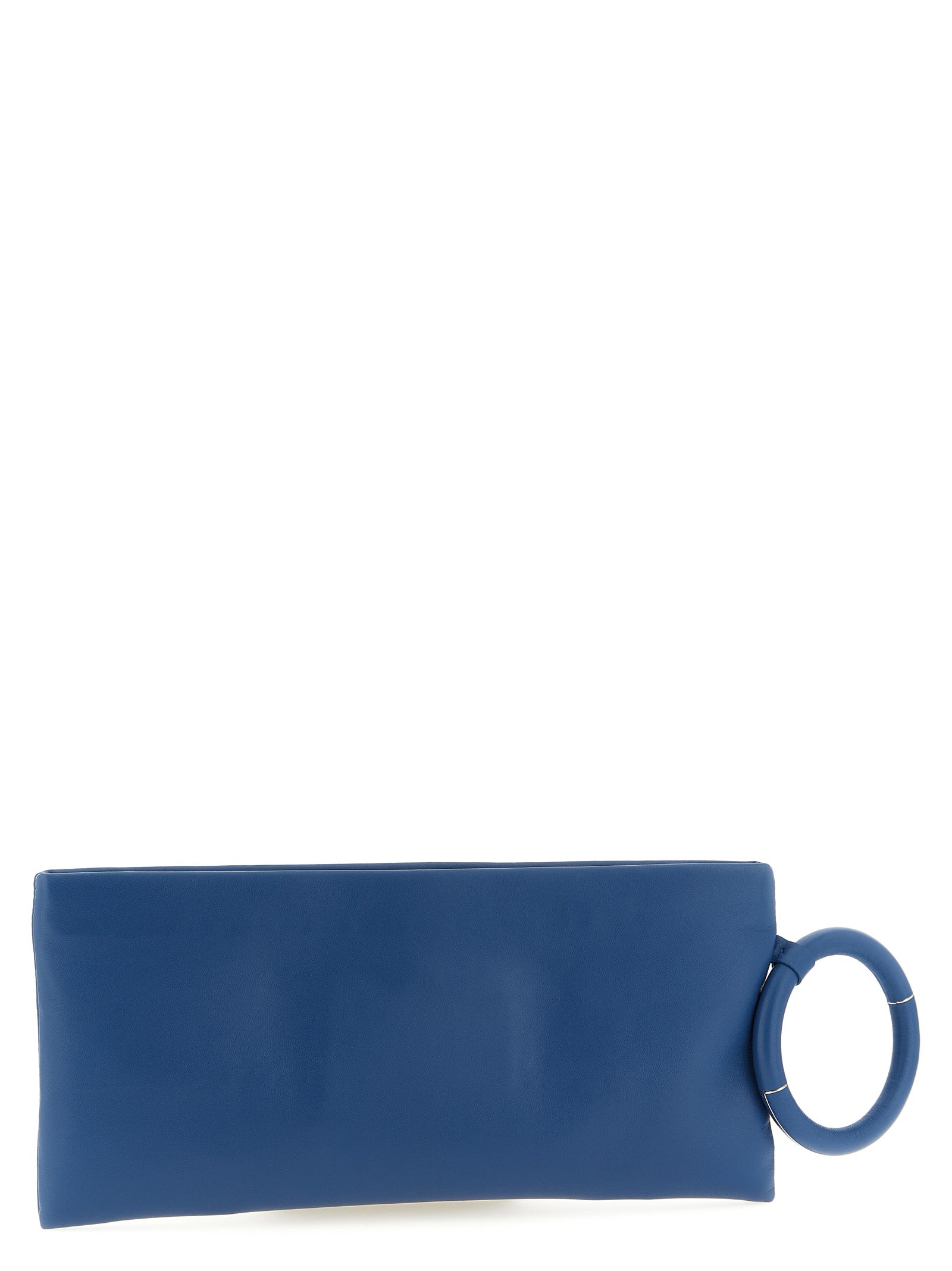 Clutch Handbag by Tom Ford for women in lamb leather blue features an sculptural silhouette, showcasing a secure zipper and sculptural with versatile for a sophisticated look.