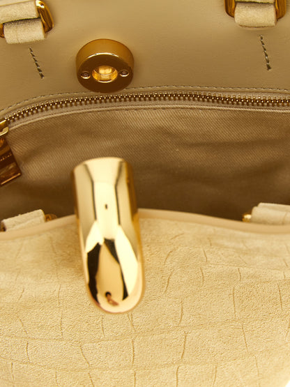 Mini Bucket Handbag by Jacquemus for women in crocodile calfskin suede leather beige features a exquisite silhouette, showcasing a secure magnetic and exquisite with versatile shoulder-strap & handle for a exquisite finish.