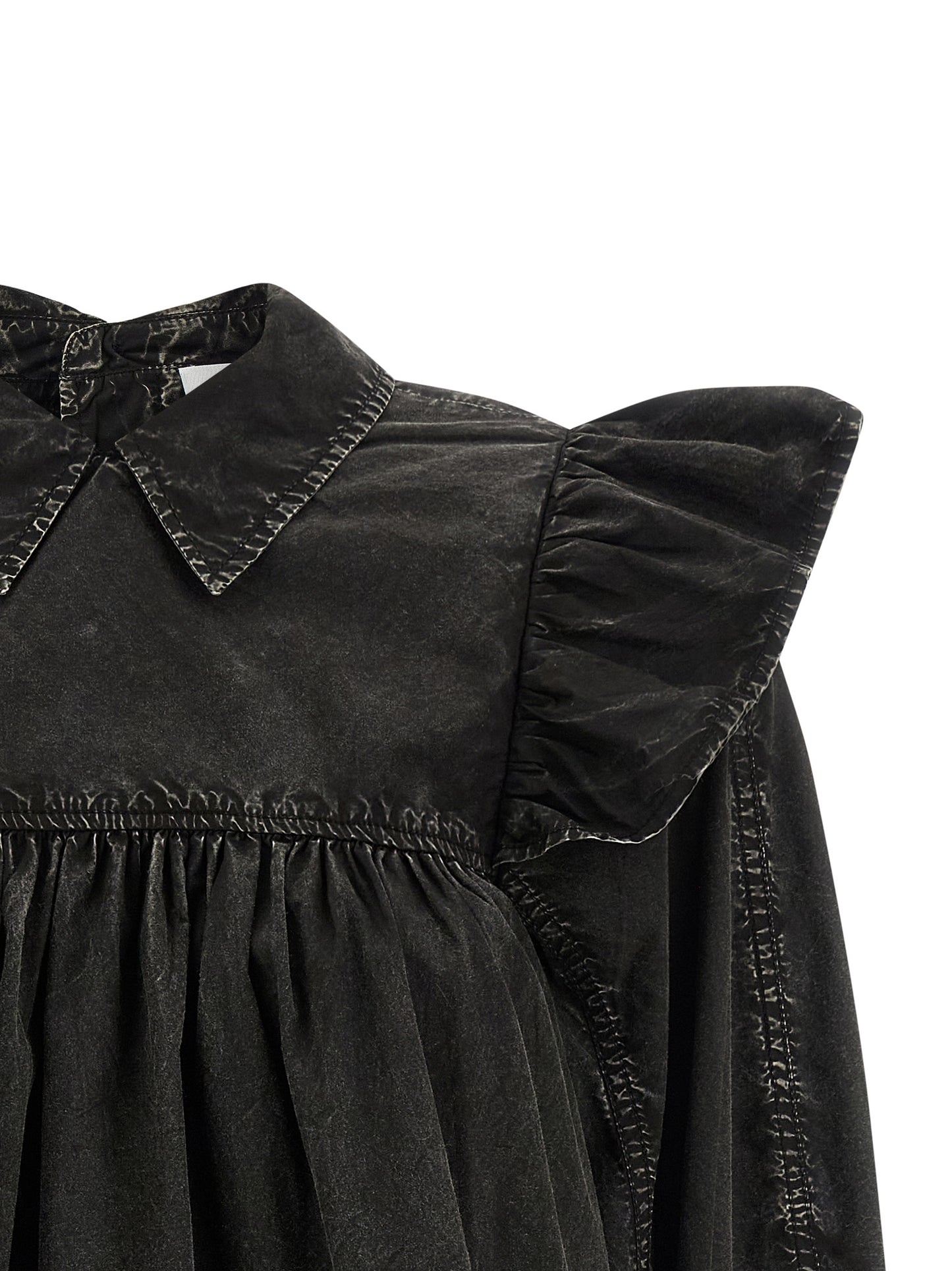 Blouse by Ganni for women in organic cotton black presents a discerning silhouette, showcasing a sophisticated and for a truly discerning finish.