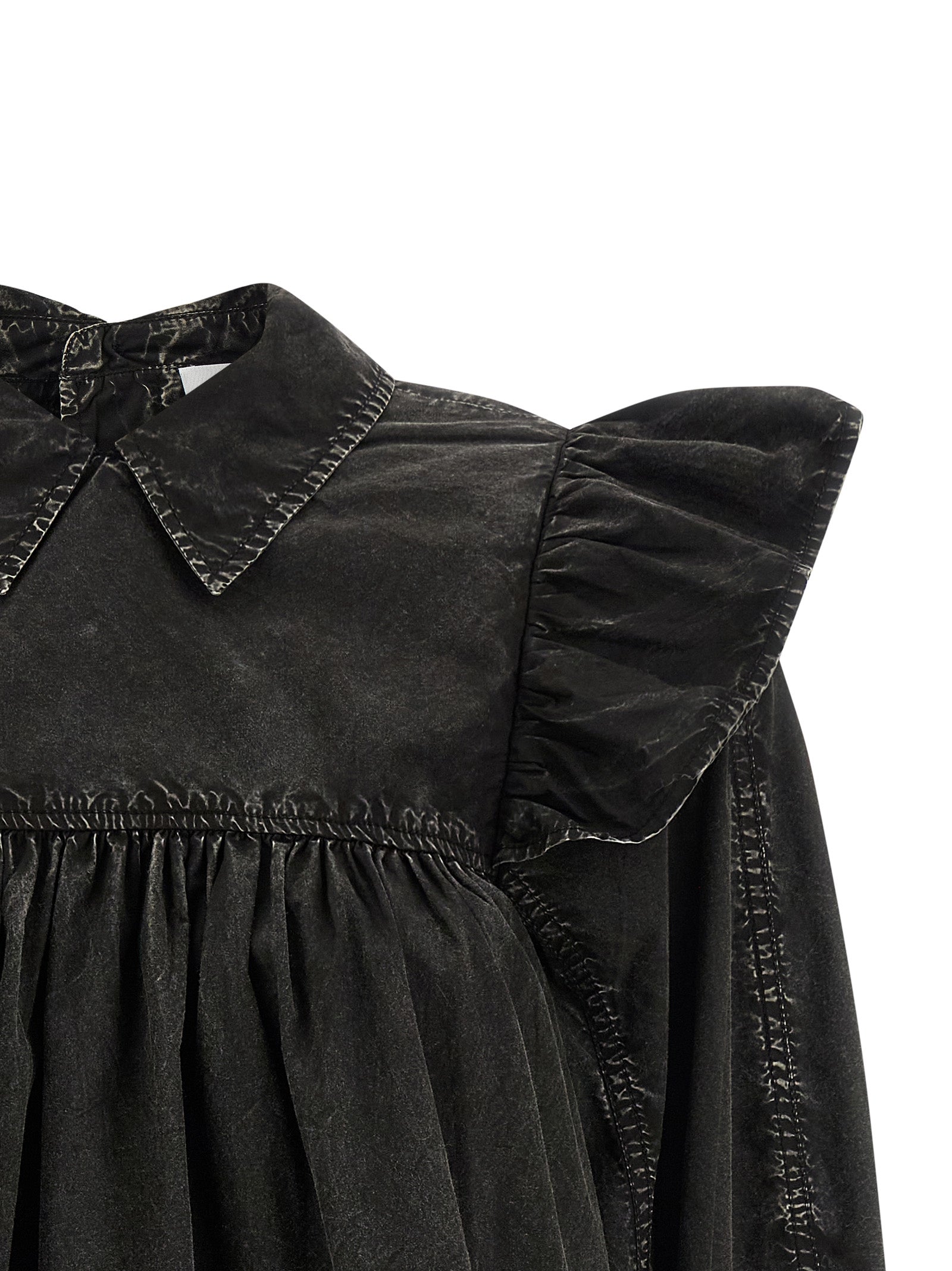 Blouse by Ganni for women in organic cotton black presents a discerning silhouette, showcasing a sophisticated and for a truly discerning finish.