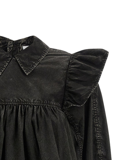Blouse by Ganni for women in organic cotton black presents a discerning silhouette, showcasing a sophisticated and for a truly discerning finish.
