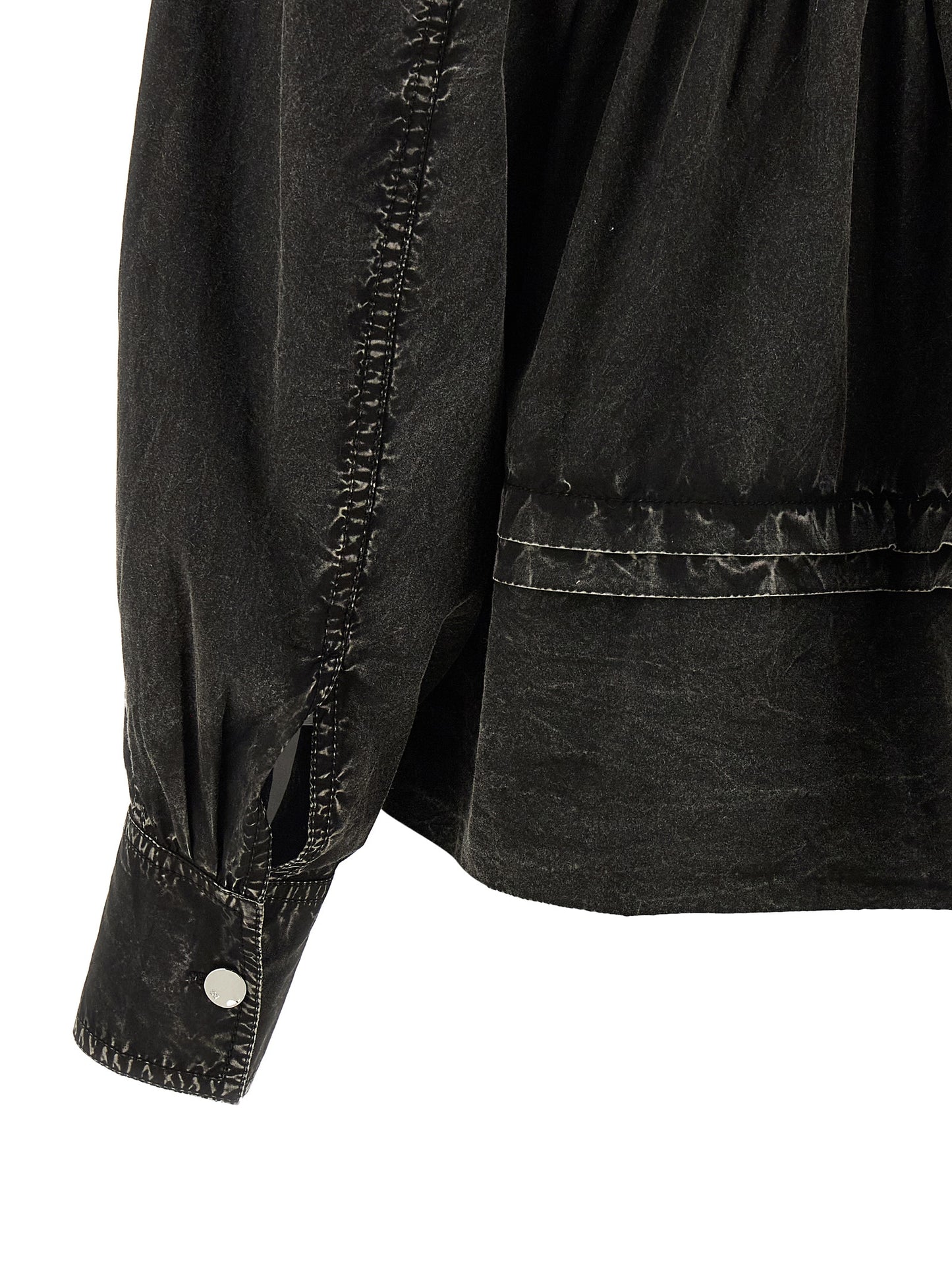 Blouse by Ganni for women in organic cotton black, featuring a nuanced and nuanced for a sophisticated finish.